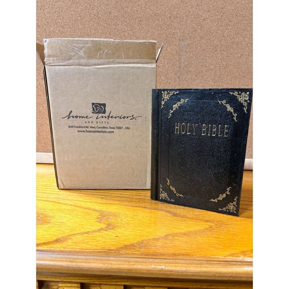 Home Interiors and Gifts Holy Bible Decorative Figurine Black Gold Resin‎ Statue